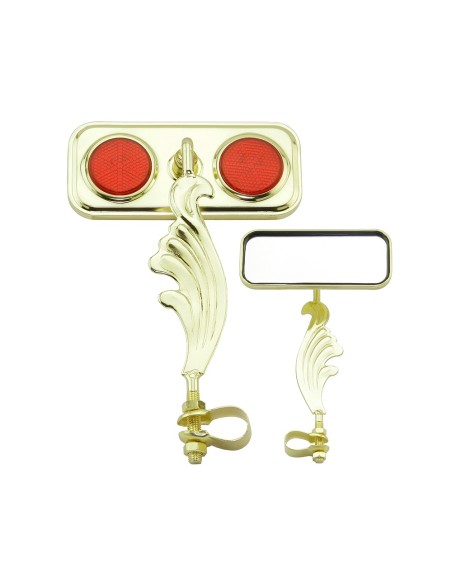 Rectangle Wing Mirror Gold Right Red Reflectors.